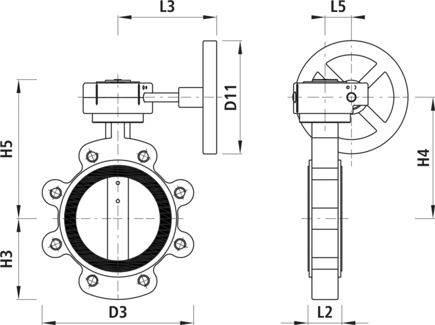 Absperrklappe mit Getriebe Typ LI 9943 DN 200 PN 16 - Hawle Absperrklappen