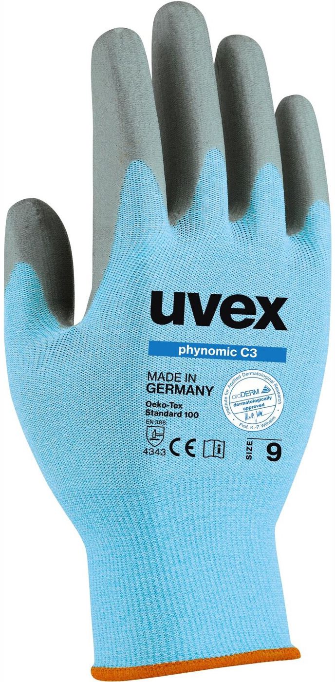 UVEX Schnittschutzhandschuh, phynomic C3 Gr. 7, sky blue, leichter Schutz, 60080 - Arbeitsschutz