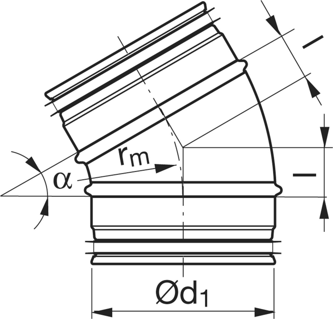 Bogen gepresst 30° 150mm BU-V - Spiralfalzrohre und Zubehör System Safe