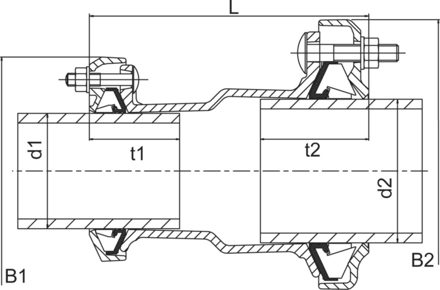 Reduzierkupplung zugfest U-Stück DN 32/40 670 401 - Friagrip-Kupplungen