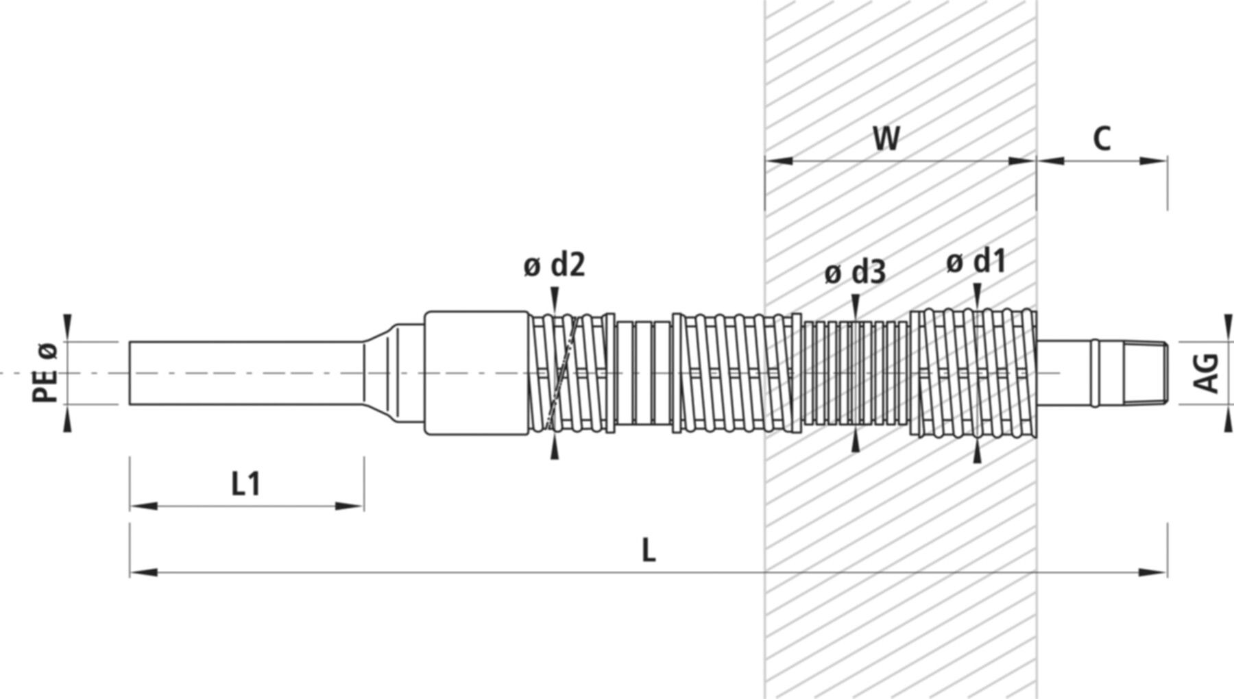 Mauerdurchführung PE-AG 6850 d 50mm - 11/2" L = 1100mm - Hawle Hausanschluss- und Anbohrarmaturen