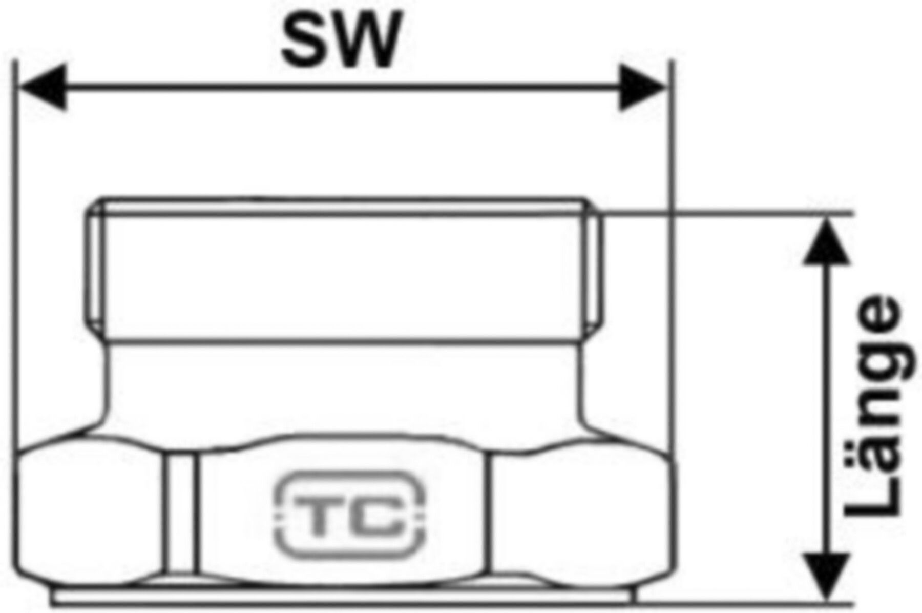 Schwerkraftumlaufsperre Typ TS 23 S+S DN 25 1" L= 40 mm D= R11/2" SW 55 - Ticom Therm-Stop