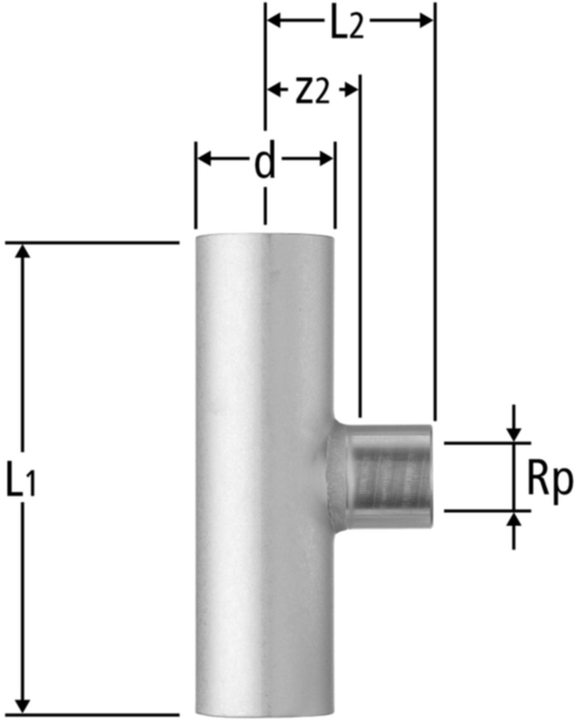 T-Stück m/IG 42 x 1/2" x 42 mm 80014.27 mit Einsteckende - Nussbaum-Optipress-Inox-Fittings