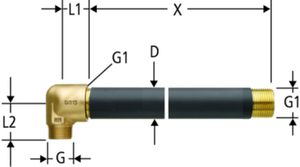 Verlängerungsrohr mit Eckgehäuse 40086.71 3/4" x 100 - 300 - Nussbaum Armaturen