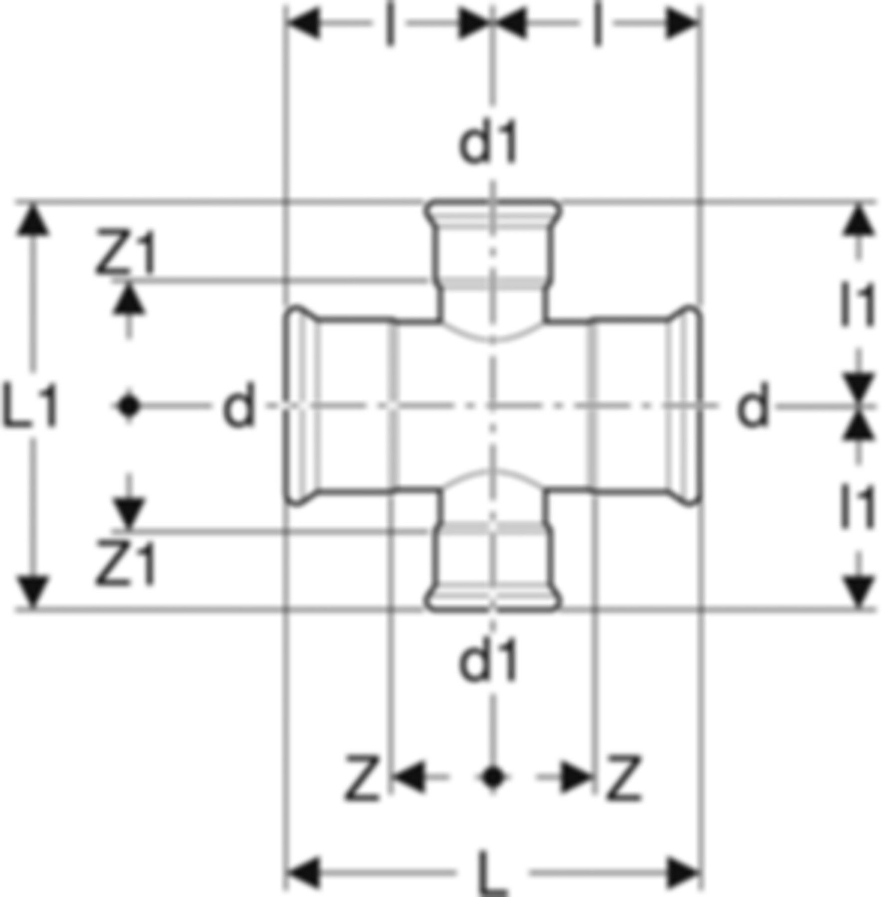 Kreuzstück reduziert 76.1-35mm 21128 - Mapress-Heizung Supersize-Formstücke