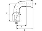 Übergangsbogen 90° mit IG C82PE 22 mm - 1/2" - Eurotubi Press-Formstücke Heizung