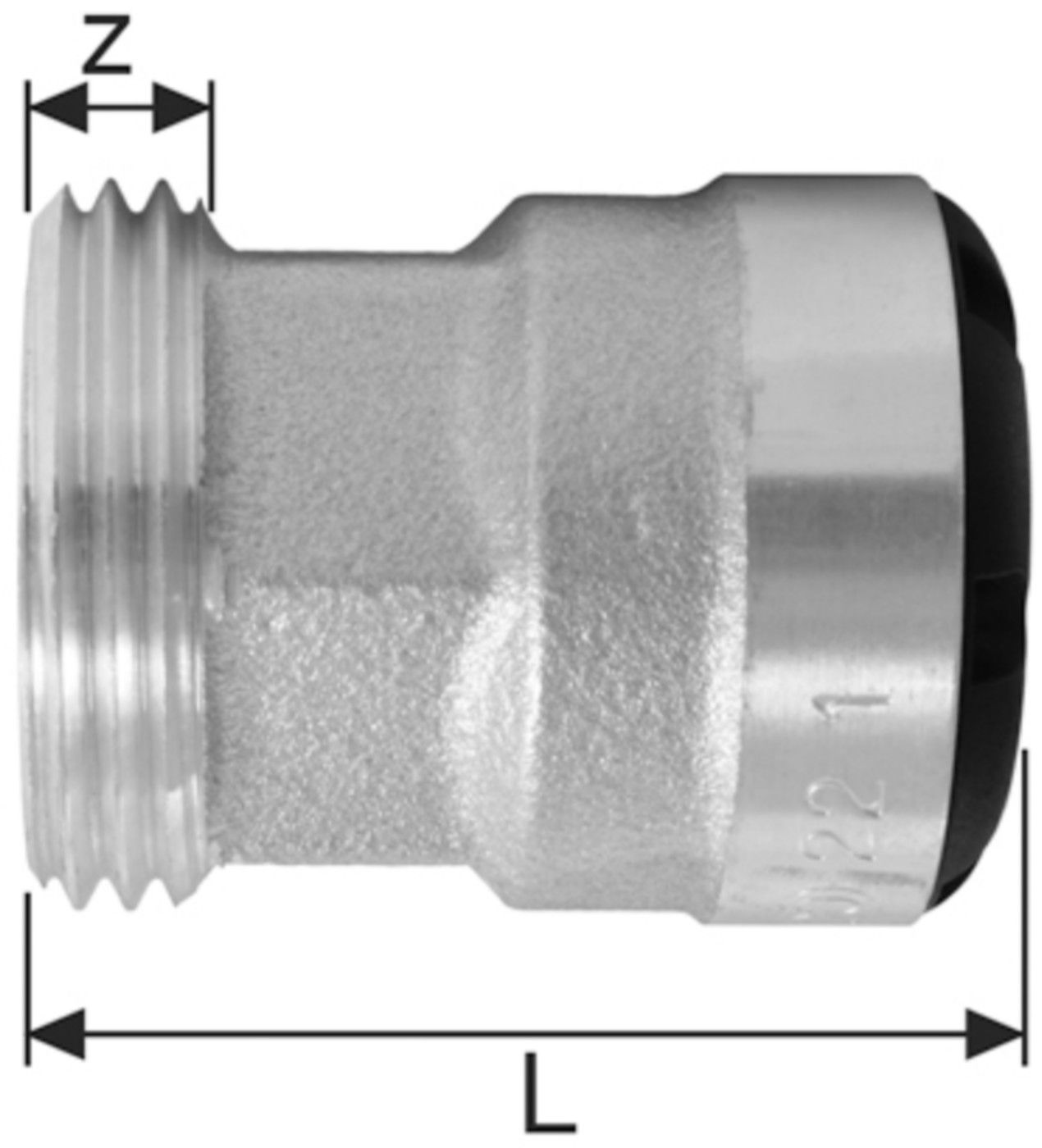 Übergang mit AG flachdichtend d 28 mm - 1" 9820S.2811 - SudoFIT-Formstücke