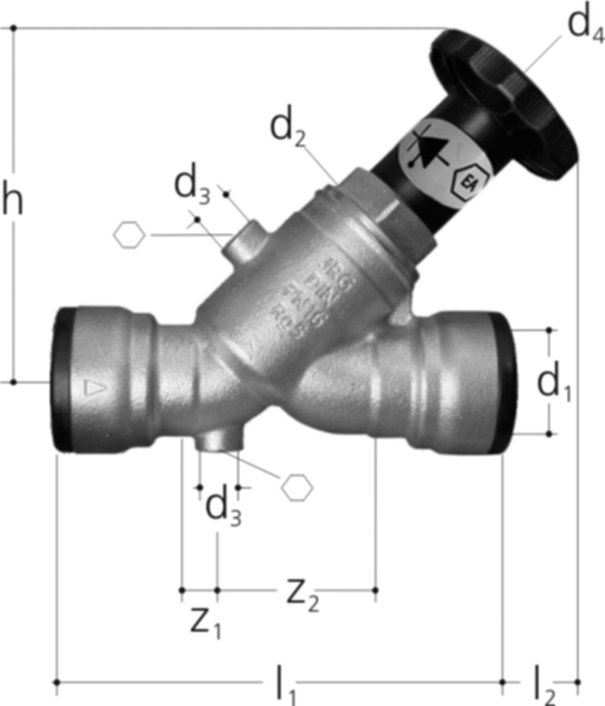 sudoFIT Schrägsitzventil (KRV) d 54 mm mit Rückflussverhinderer 5265.54 - Nyffenegger Armaturen