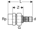 Übergang lösbar mit IG 20mm- 1/2" mit Überwurfmutter Rotguss 602.595.00.5 - Geberit-Mepla-Formstücke