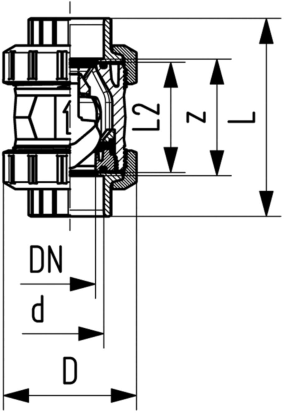 Kugel - RV EPDM mit Muffen 63 mm 161 561 007 (161 360 407) - GF Hart PVC-U Formstücke