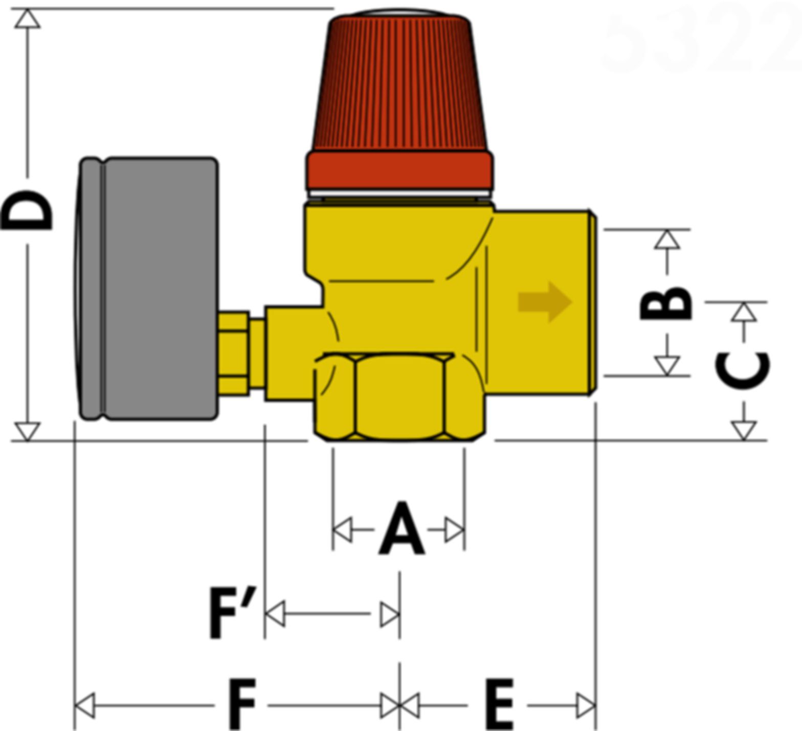 Sicherheitsventil m/Manometer Typ 5321 1/2" 3.0 bar - Caleffi Programm