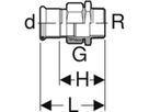 Übergang lösbar mit AG 15mm- 1/2" 35360 Überwurfmutter Edelstahl - Mapress-Sanitär-Presssystem-Formstücke