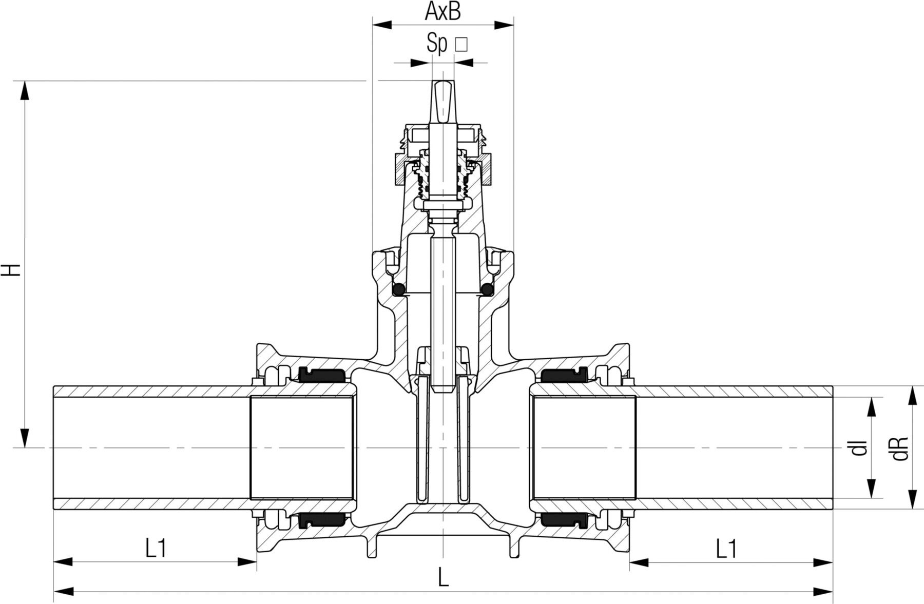 Schieber mit PE-Spitzenden Fig. 5460 DN 150 / d 160mm - Von Roll Armaturen
