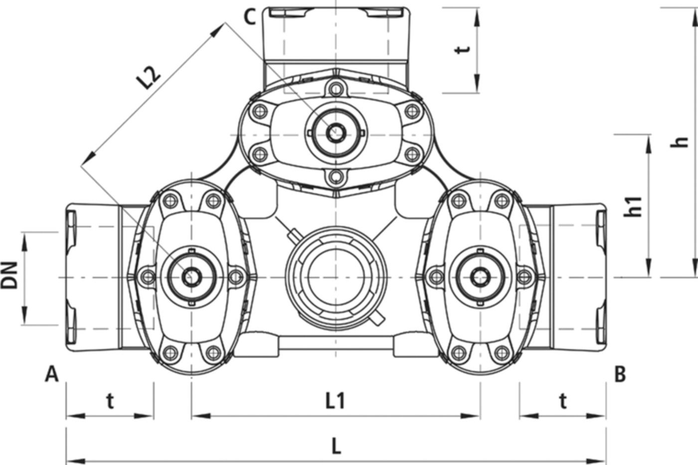 Combi-3 mit Steckmuffen, Baio 4480 DN 125/125 - Hawle Armaturen
