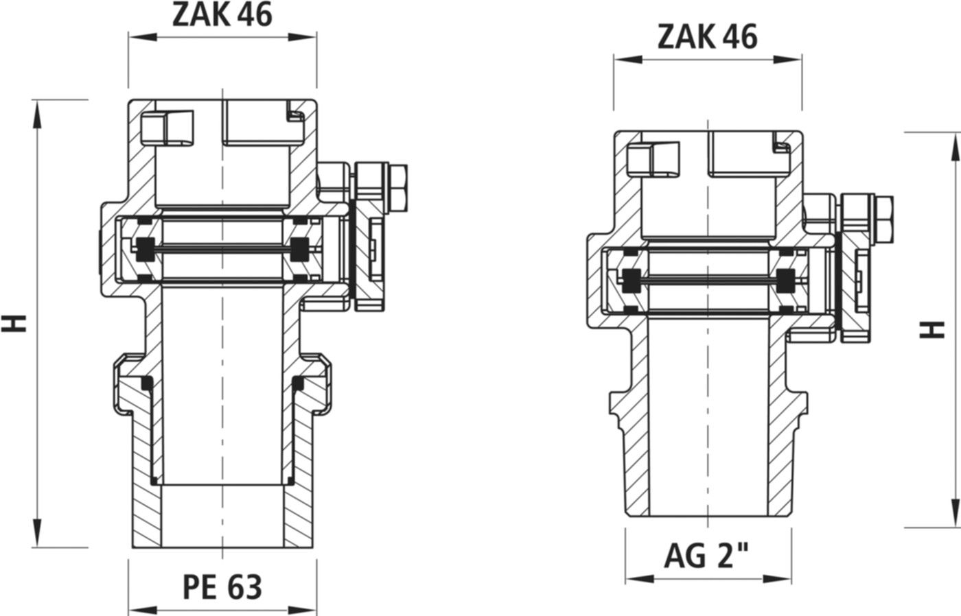 Anbohrsperre Typ 2 AG/ZAK 3721 2" - ZAK - Hawle Hausanschluss- und Anbohrarmaturen