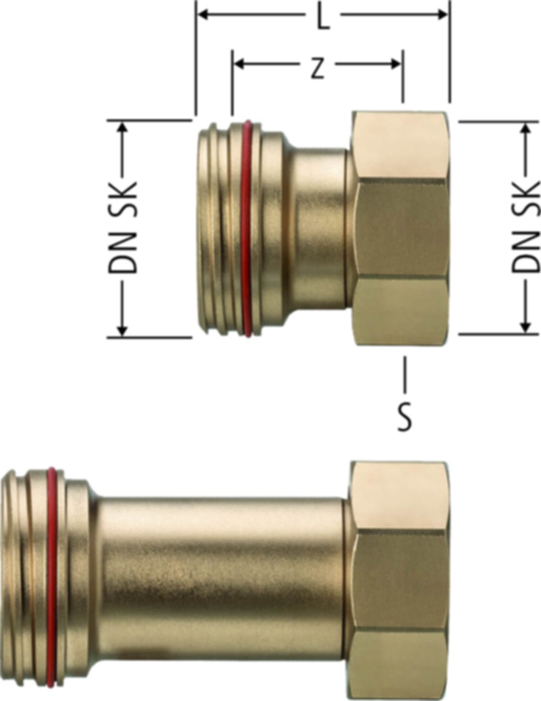 Distanzstück DN20 x 67mm 86109.22 mit Schnellkupplung, zu Optiflex-Verteiler - Nussbaum Optiflex-Rohre und Formstücke