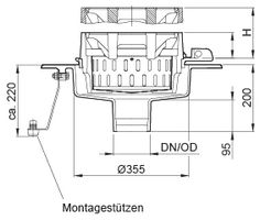 Brückenablauf HSD DN100 90° KF85-160 Rei 3D80.03.04 - Bauguss ACO  Klasse A-F