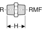 Übergang m/AG 1/2"-MF1/2" 632.005.00.1 aus Edelstahl 1.4401 - Geberit-Mepla-Formstücke