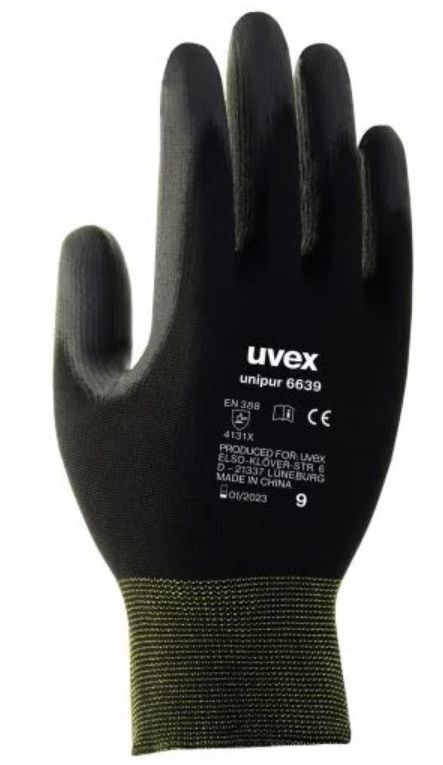 UVEX Schutzhandschuhe uvex unipur 6639 Gr. 6, schwarz, Art. 60248 - Arbeitsschutz