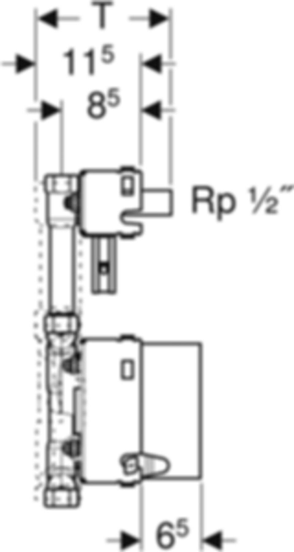 GIS-Waschtisch-Set Standarm.461.157.00.1 mit 2 Wasserzählerstrecken mit UP-Ventil - Geberit Systemventile / Armaturen