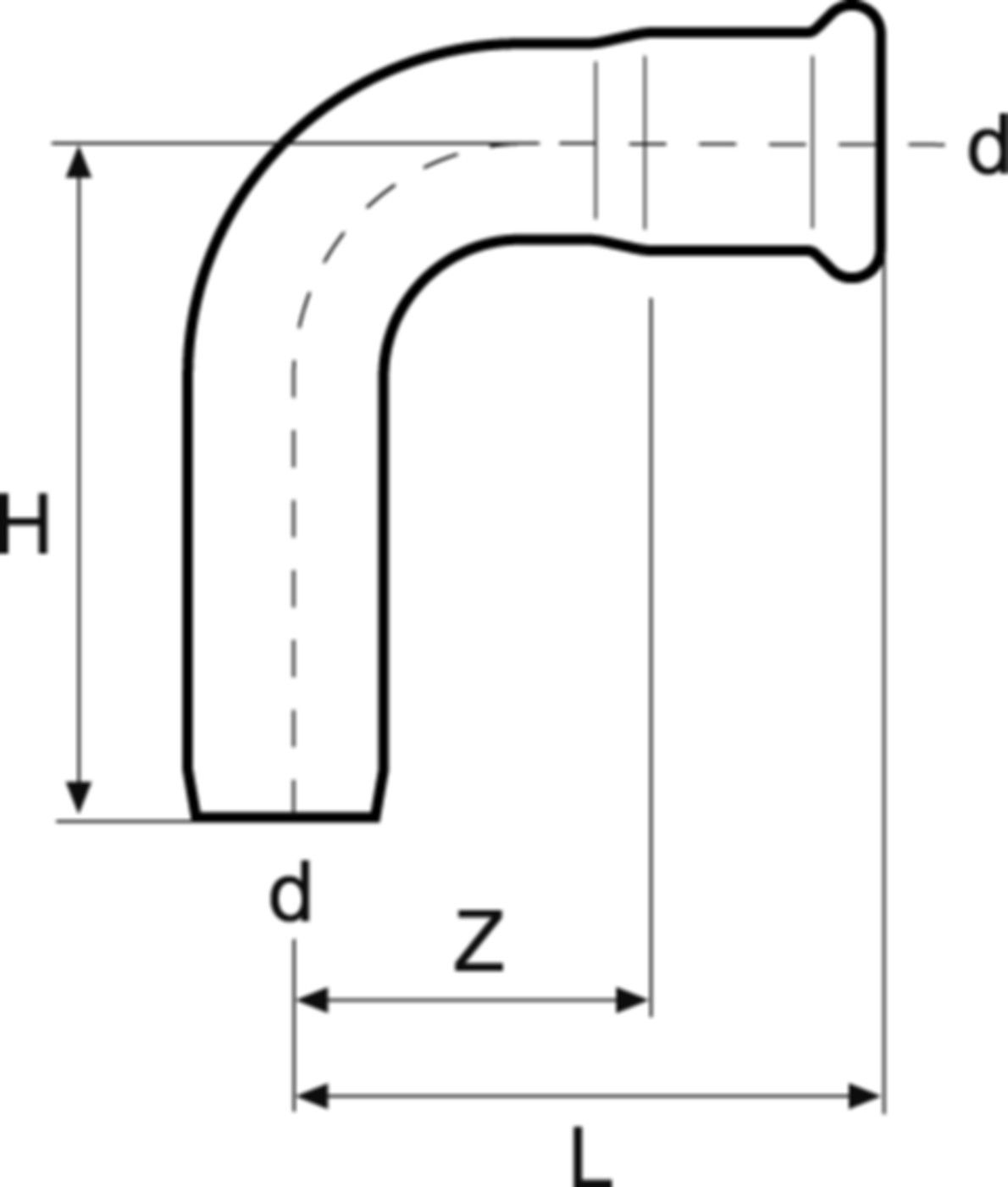 Bogen 90° m/Steckende 15 mm C21ZC - Eurotubi Press-Formstücke Heizung
