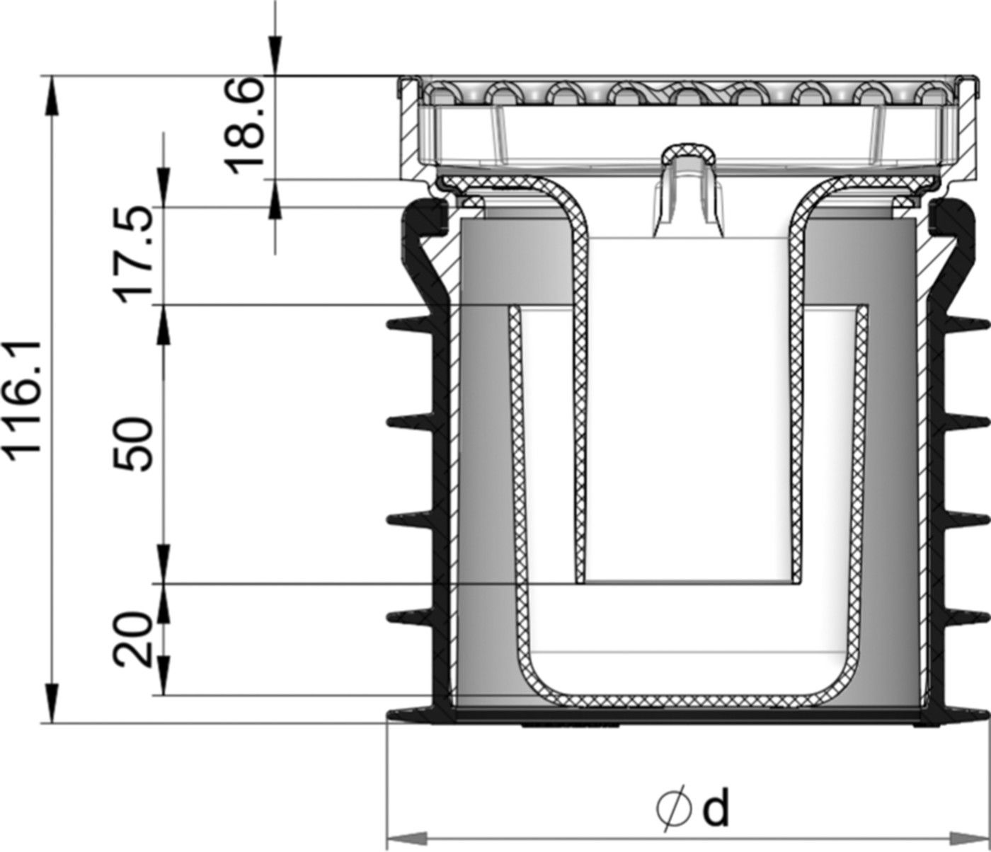 Bodenablauf Passino ohne Klebeflansch begehbar 300 Kg DN 125 2325.87.00 - ACO Passavant Entwässerungstechnik