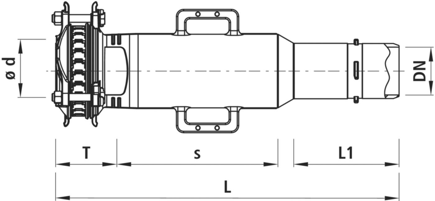 Einbauschlaufe Synoflex Baio 5346 DN 150 Spannbereich 154-192mm - Hawle Synoflex
