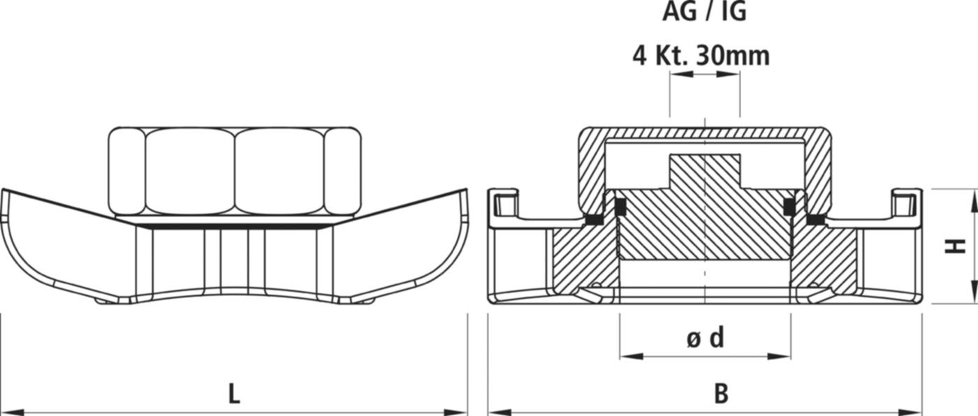 Blasen-Setzschelle für Gas 3532 Innengwinde 2 1/2", Doppelbügel - Hawle Hausanschluss- und Anbohrarmaturen
