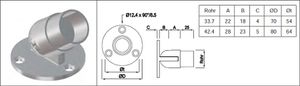 Gelenk-Wandanschluss 33.7 mm geschliffen 1.4301 - INOXTECH-Handlauf-/Geländer-System
