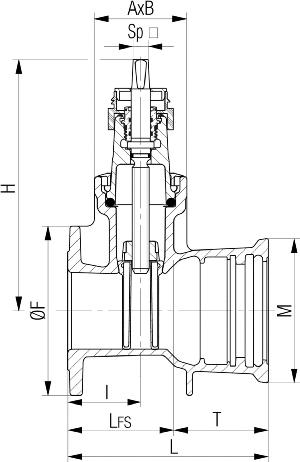Flansch-/Steckmuffenschieber Fig. 5455 DN 80 PN 10/16 - Von Roll Armaturen