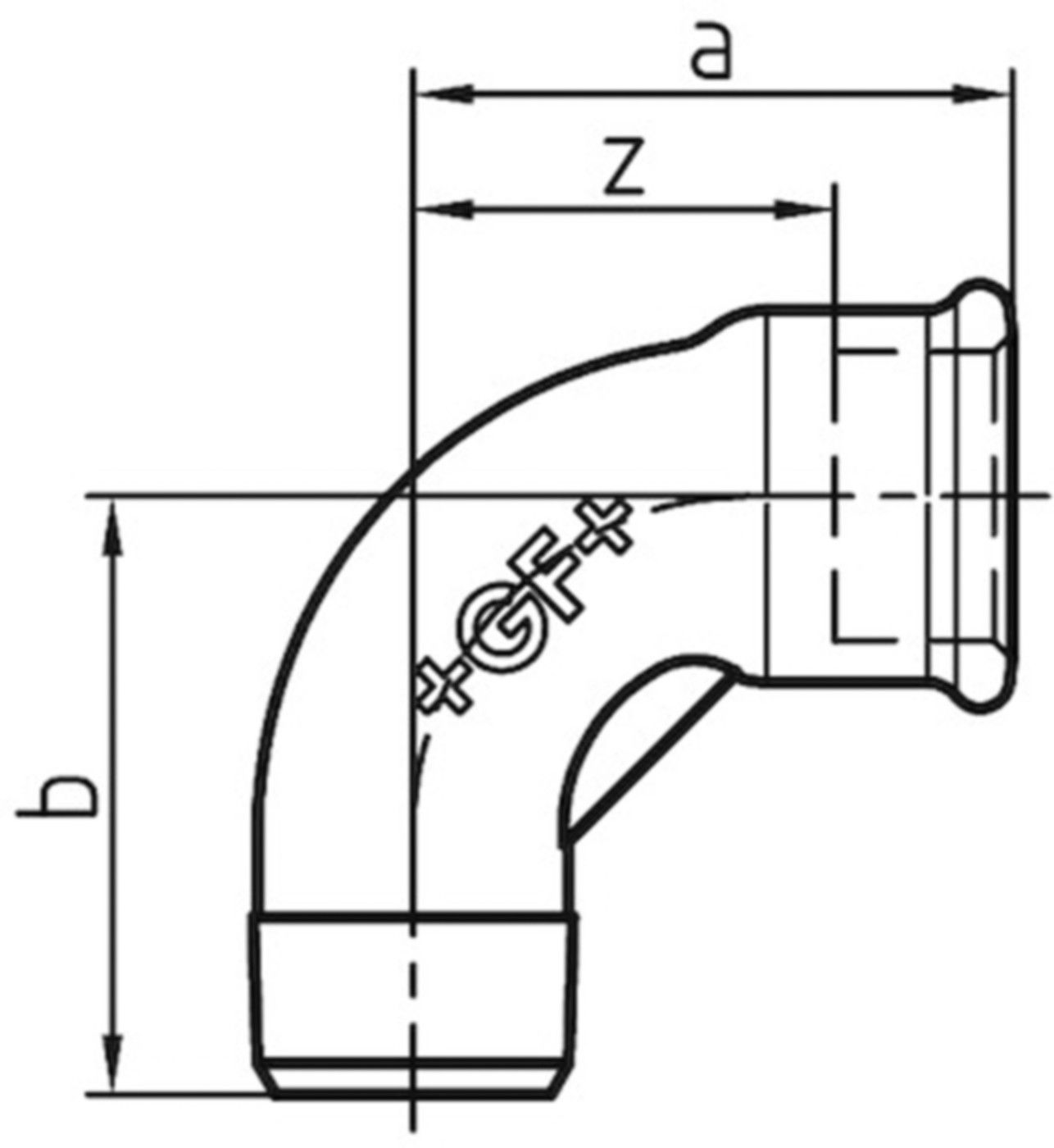 Bogen kurz 90° 1a V 11/4" 770 011 207 - GF verz. Tempergussfittings