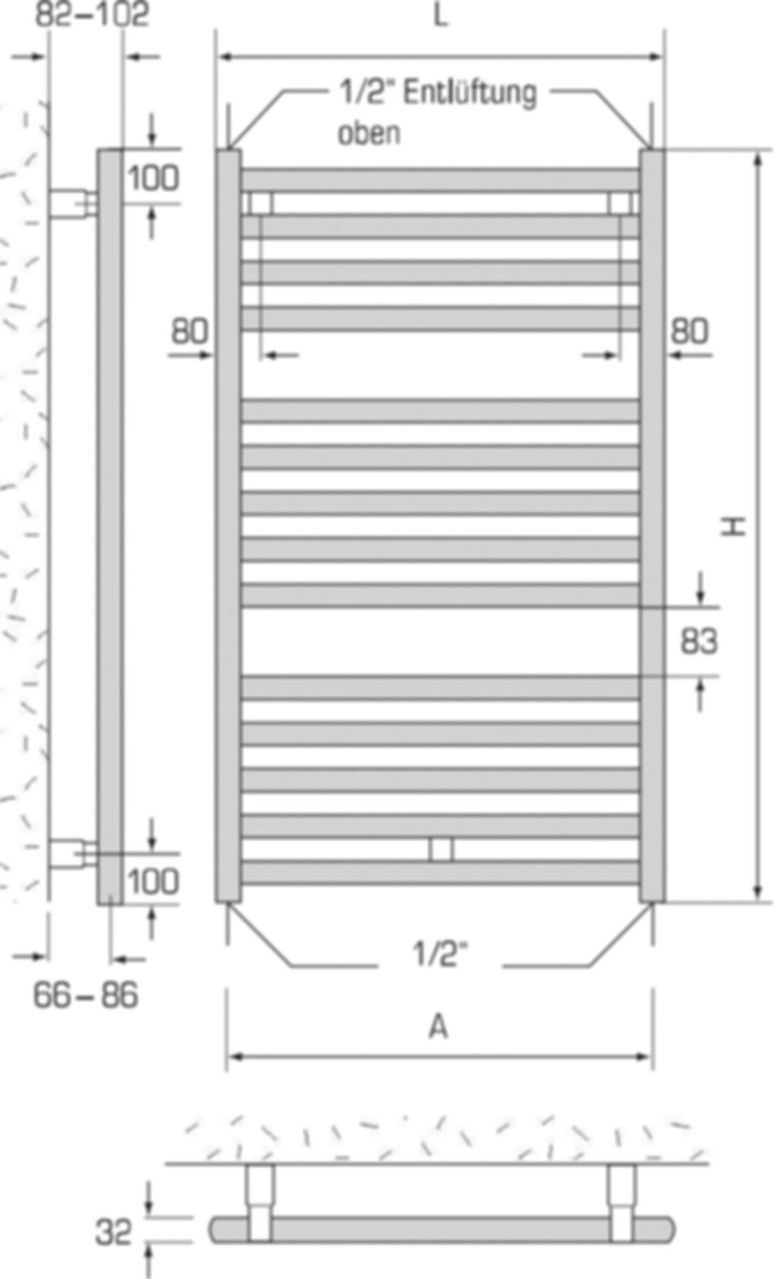 Handtuchtrockner BoLux BX 50/180 Breite 50 cm, Höhe 180 cm 1048 W - Borer Heizkörper-Programm