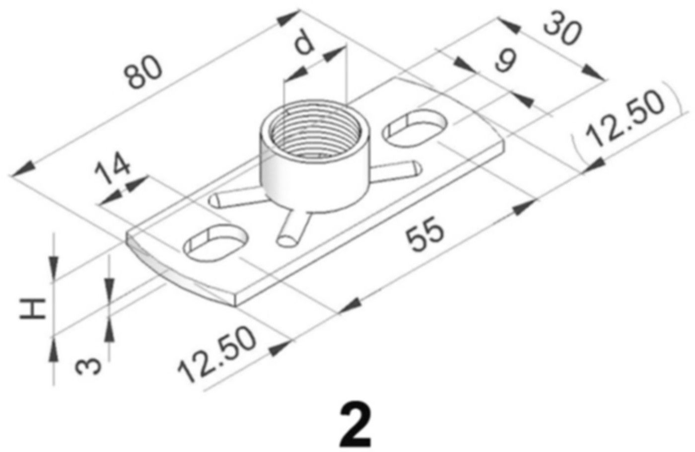 Grundplatten verz. 2-Loch leicht 1/2" 80 x 30 mm 51.105 - Rohrschellen-Zubehör