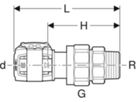 Übergangsverschraubung m/AG 20mm- 3/4" 620.591.00.1 - Geberit FlowFit-Rohre/Formstücke
