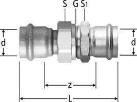 Verschraubung 15 mm 80041.22 - Nussbaum-Optipress-Inox-Fittings