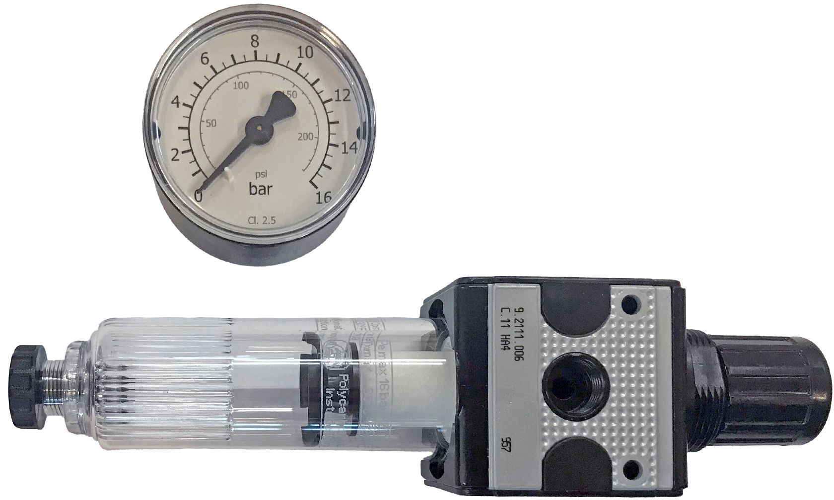 Druckreduzierventil mit Abscheider, Alu 1/4", 0 - 10 bar, 13-510 - Wartungseinheiten