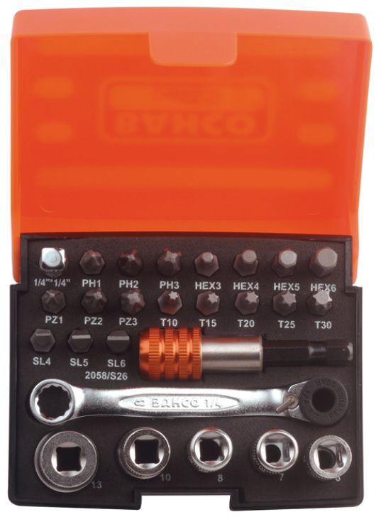 BAHCO Steckschlüssel-Satz 1/4" 26-Teilig - Schlüsselwerkzeuge