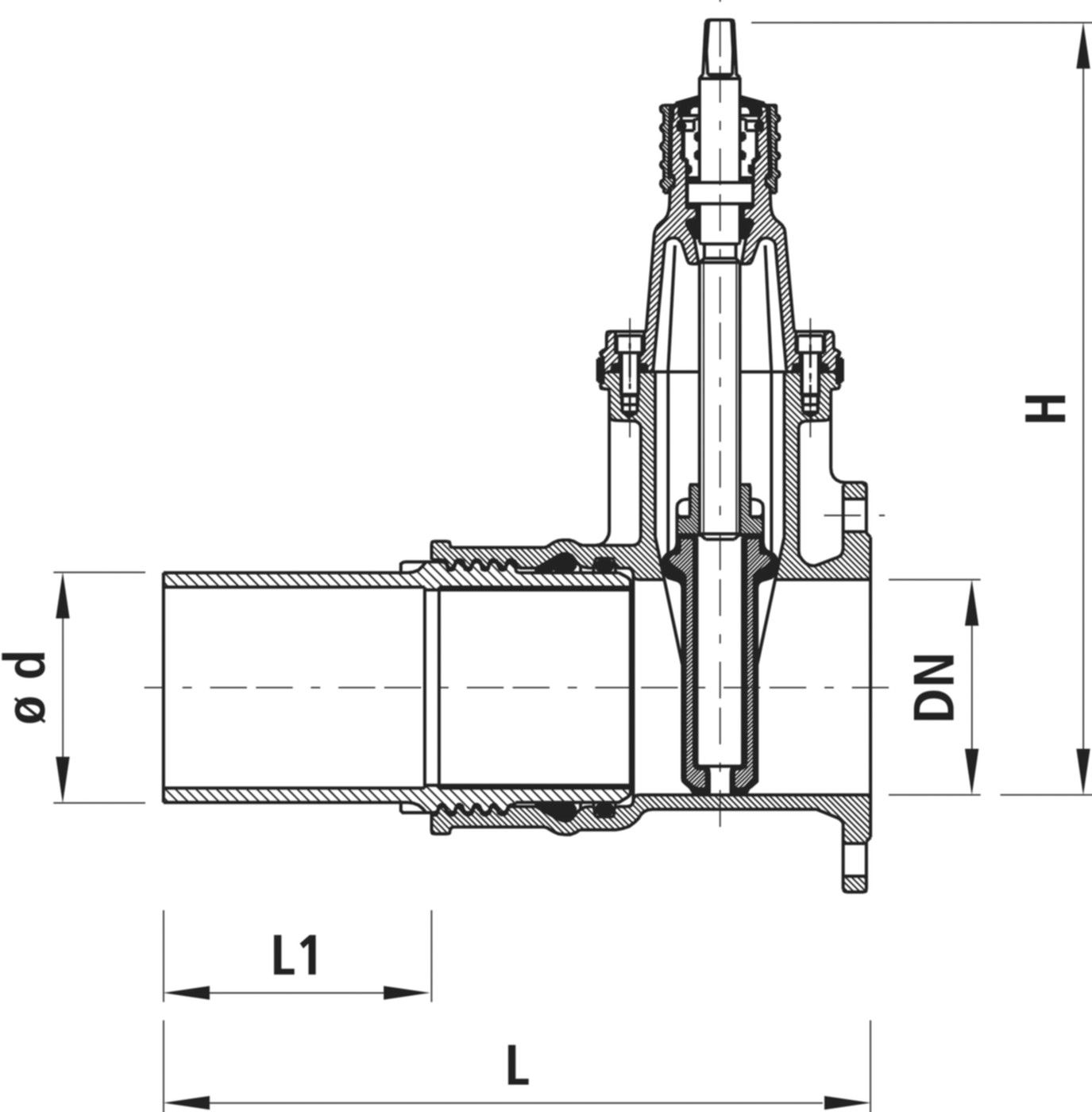 Flansch/PE-Einschweissschieber Gas 4855 DN 150 / d 160mm - Hawle Armaturen
