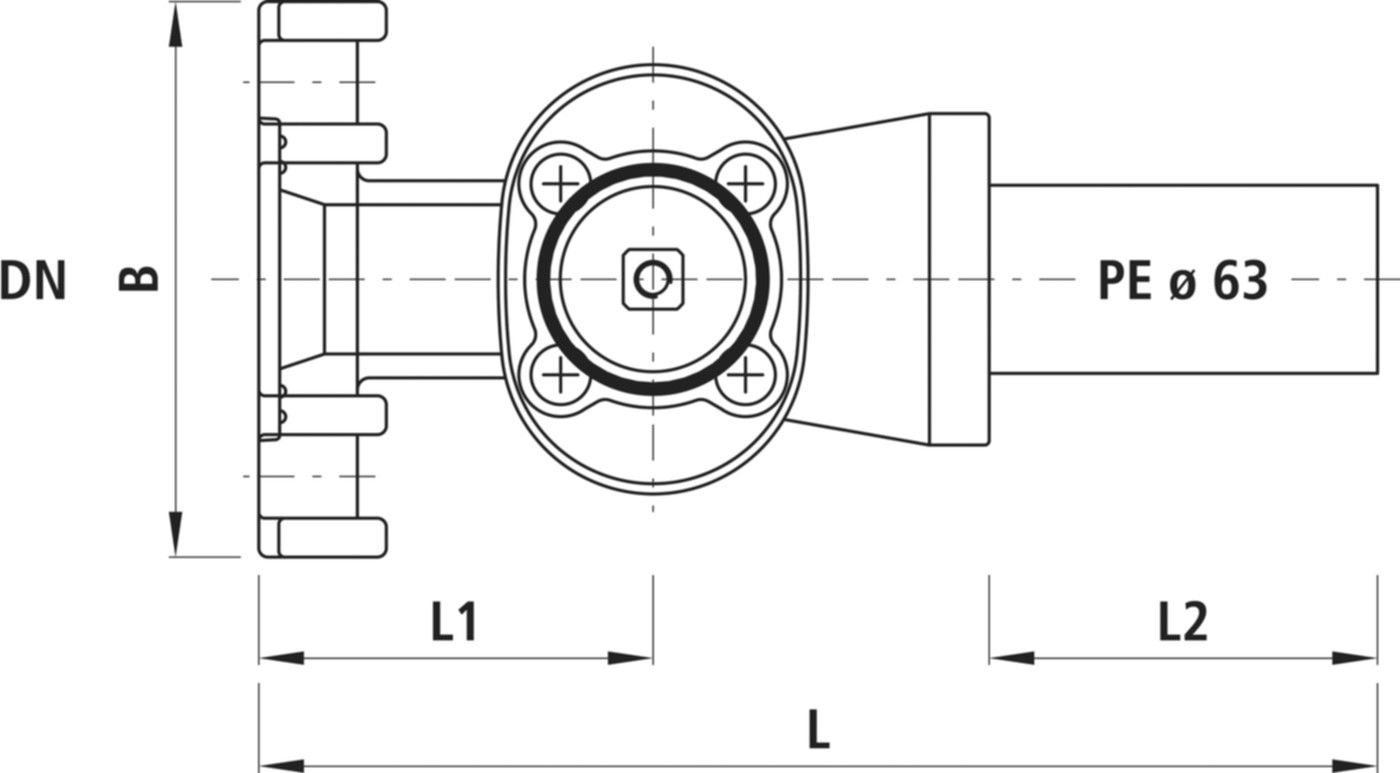 Universal-Schieberschelle für Gas 2726 Typ B, Doppelbügel DN 100-500 - Hawle Hausanschluss- und Anbohrarmaturen