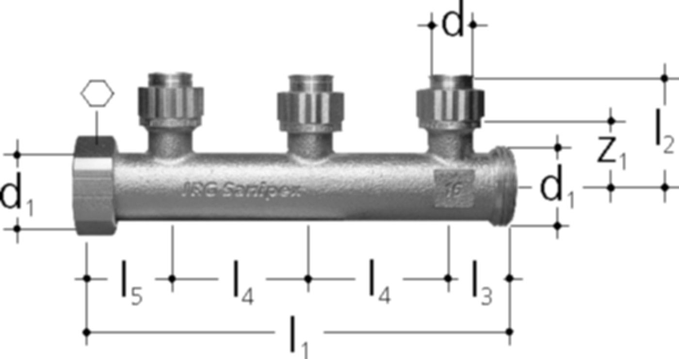 Verteiler 3fach d 20 5422.020 - JRG Sanipex-Rohre und Formstücke