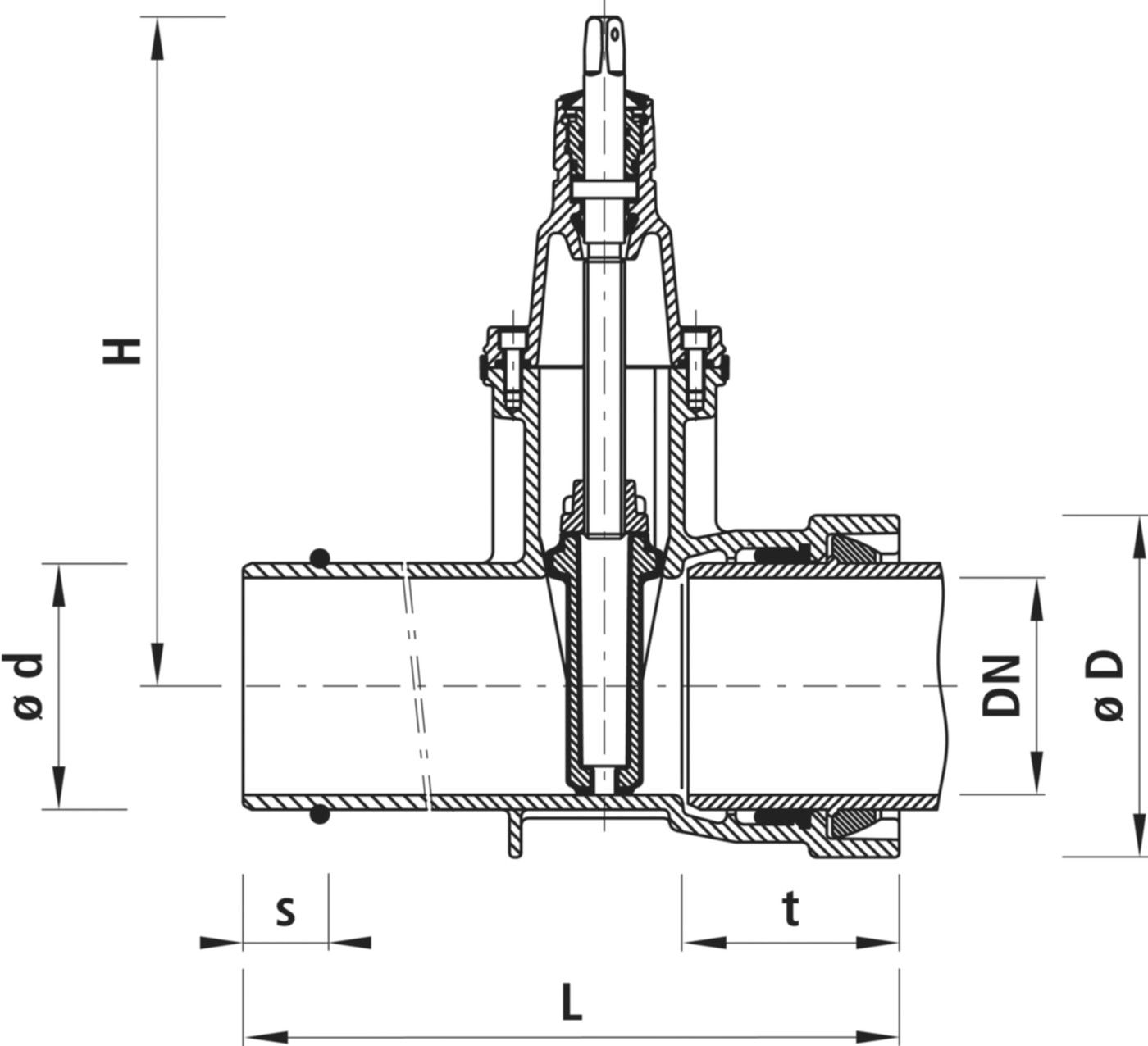 Steckmuffen-Schieber BLS mit SRM 4029 DN 150 - Hawle Armaturen