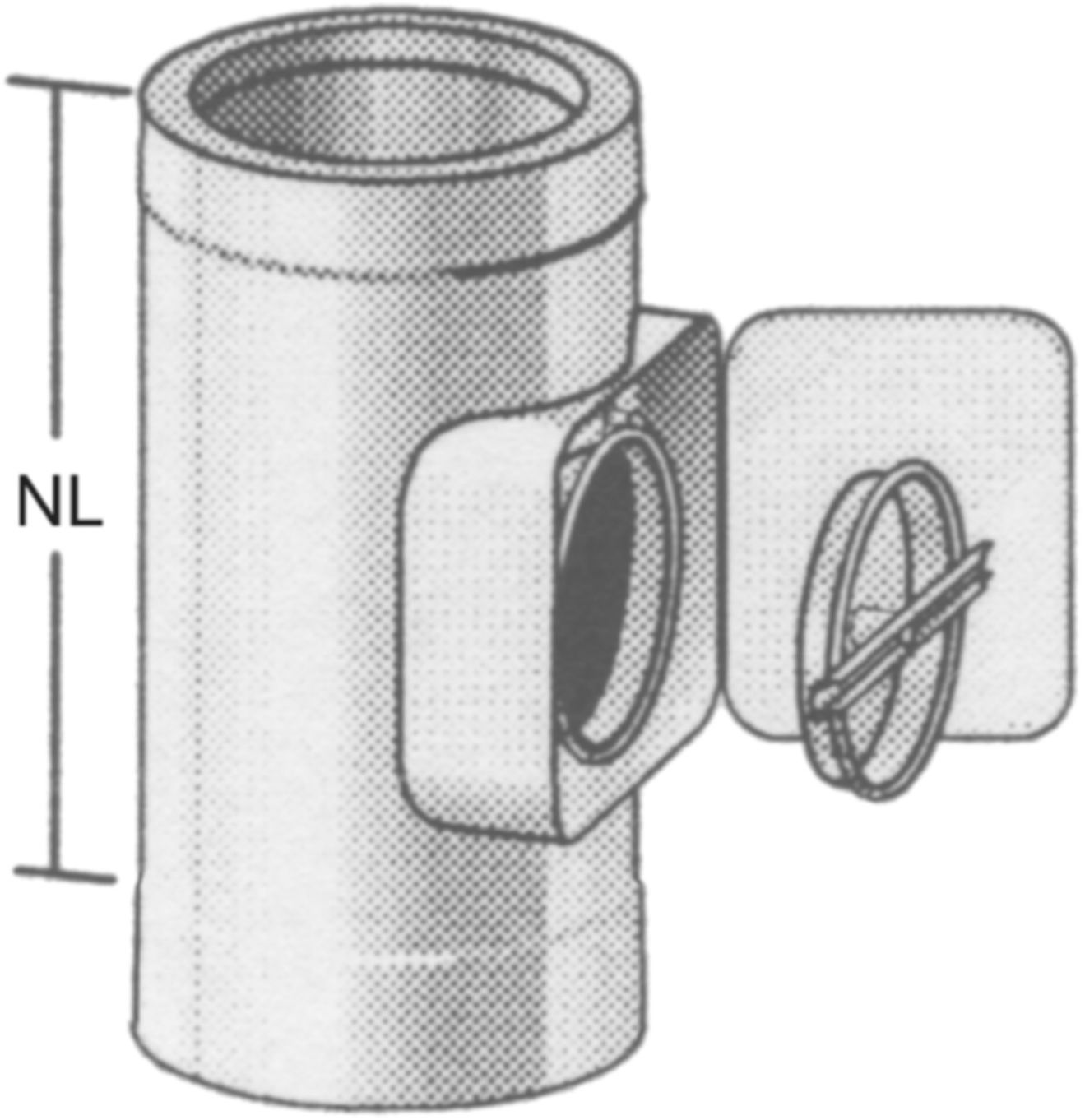 Alkon Rohrelement m.Reinigungsverschluss 6KHROU180 d 180 mm - Kaminsystem V4A doppelwandig