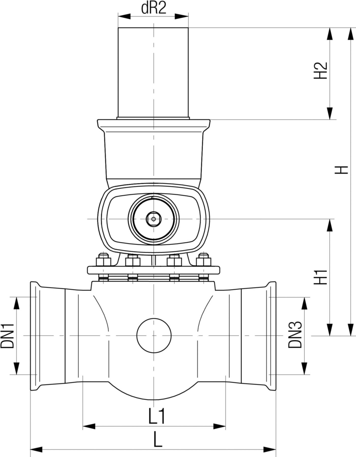 Universal 1, Fig. 5482 mit Steckmuffen Abgang Spitzend PE DN 300 / d 180mm - Von Roll Armaturen