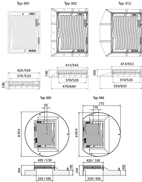 Fig. 2941 012 00 Guss D400 SIBLOC, flach, extra breiter Rahmen - Einlaufroste von Roll