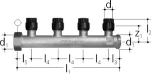 Verteiler 4-fach 1"-16 4640.416 - JRG Sanipex-MT-Formstücke/Rohre in Stg.