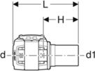 Übergang 16mm-15mm 620.250.00.1 auf Mapress Steckende Edelstahl - Geberit FlowFit-Rohre/Formstücke
