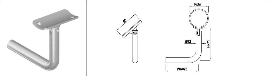 Wandkonsole ohne Wandplatte beweglich HI. 48.3 mm geschliffen 1.4301 - INOXTECH-Handlauf-/Geländer-System