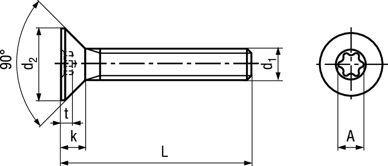 Senk-Schr mit I-6rd St 08.8/8.8 vzb BN4851 M2,5x5/X8 - Bossard Schrauben