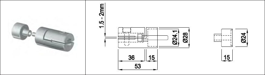 Blechhalter mit Adapter gerade 1.4301 - INOXTECH-Handlauf-/Geländer-System
