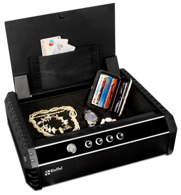 Portables Wertbehältnis schwarz mit Elektronikschloss, MINISAFE E - Möbeltresore